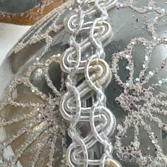 Victoria Col. Vtg Glass Christmas Ornament Set Of 4 Gold Silver Glitter Lace - Picture 9 of 11